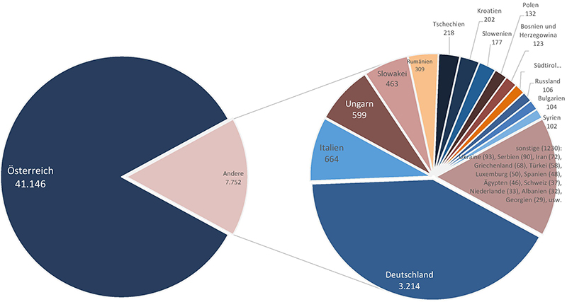 Grafik 15: Österreichische Ärztinnen und Ärzte nach Herkunftsländern